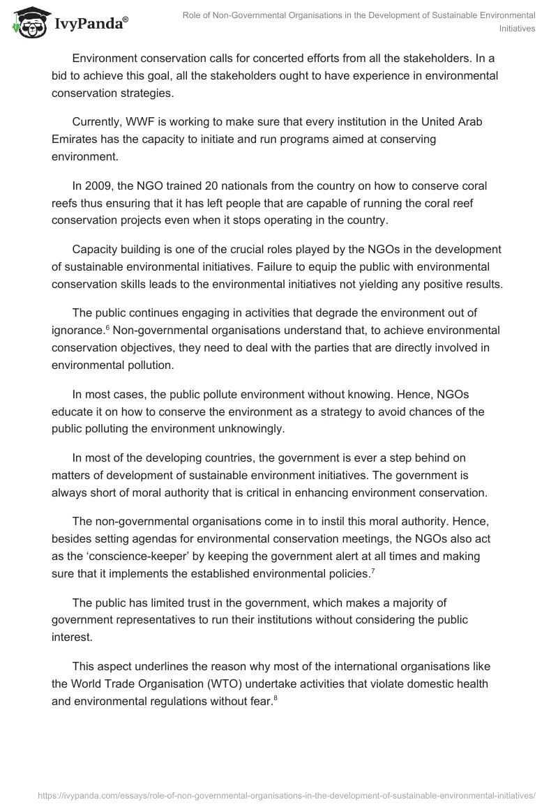 Role of Non-Governmental Organisations in the Development of Sustainable Environmental Initiatives. Page 3