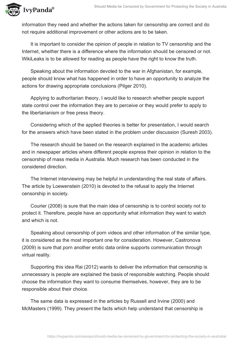 Should Media be Censored by Government for Protecting the Society in Australia. Page 2