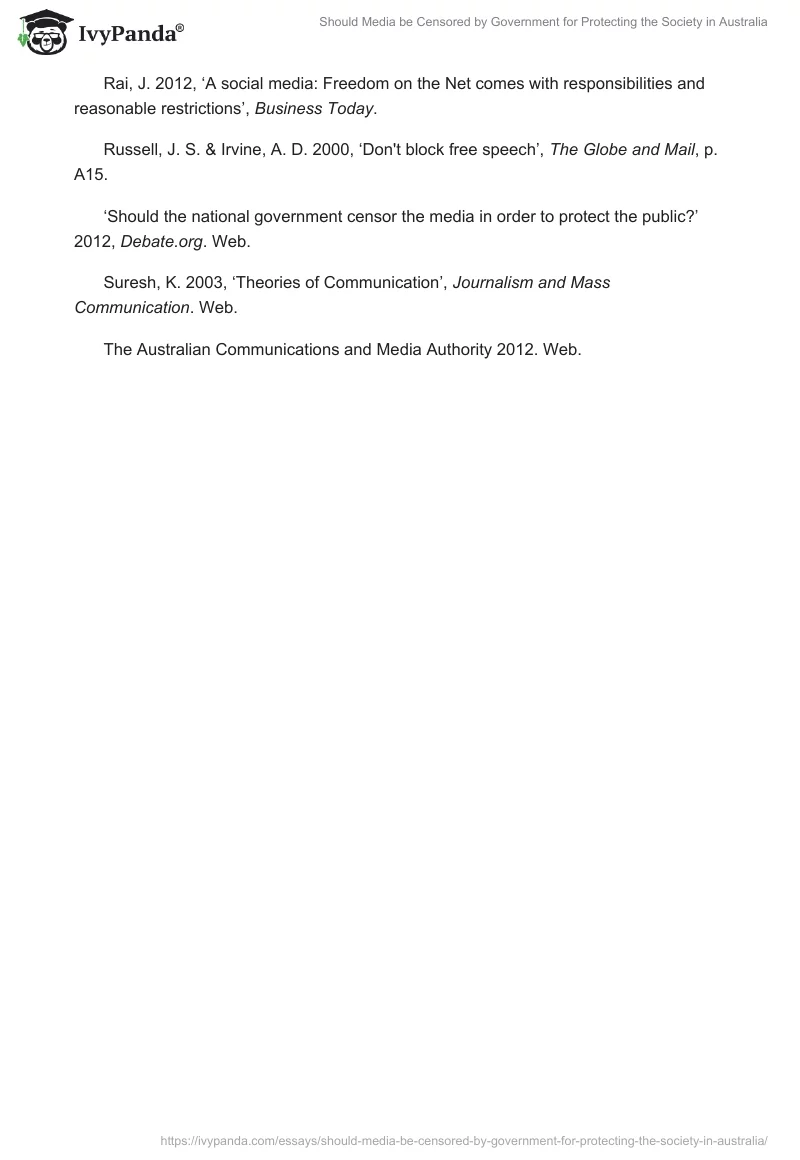 Should Media be Censored by Government for Protecting the Society in Australia. Page 4