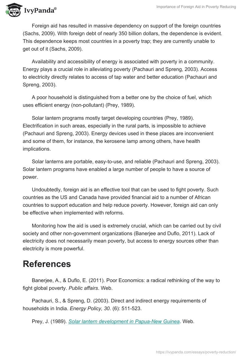 Importance of Foreign Aid in Poverty Reducing. Page 2