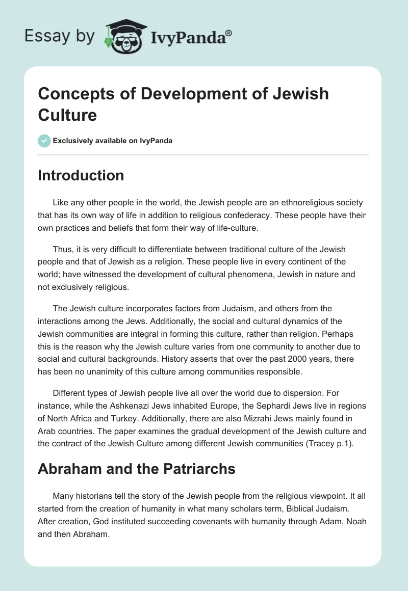 Concepts of Development of Jewish Culture. Page 1