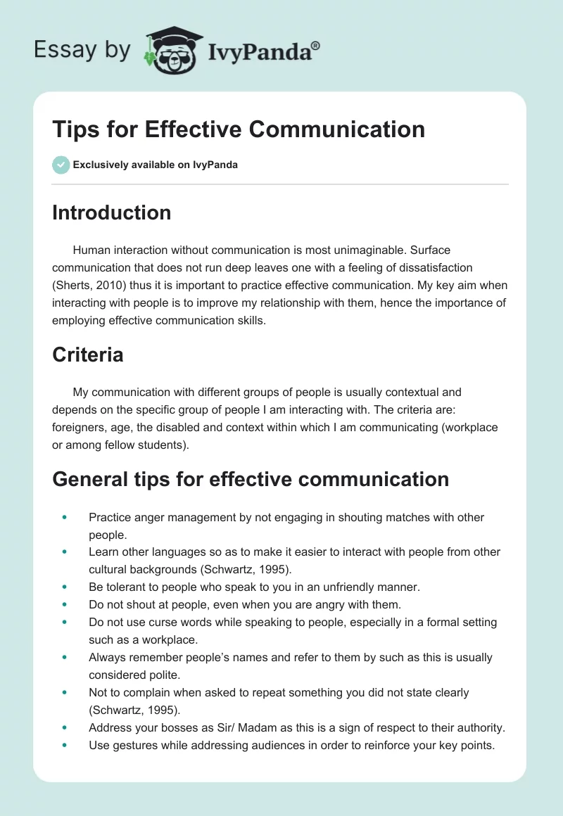 Tips for Effective Communication. Page 1