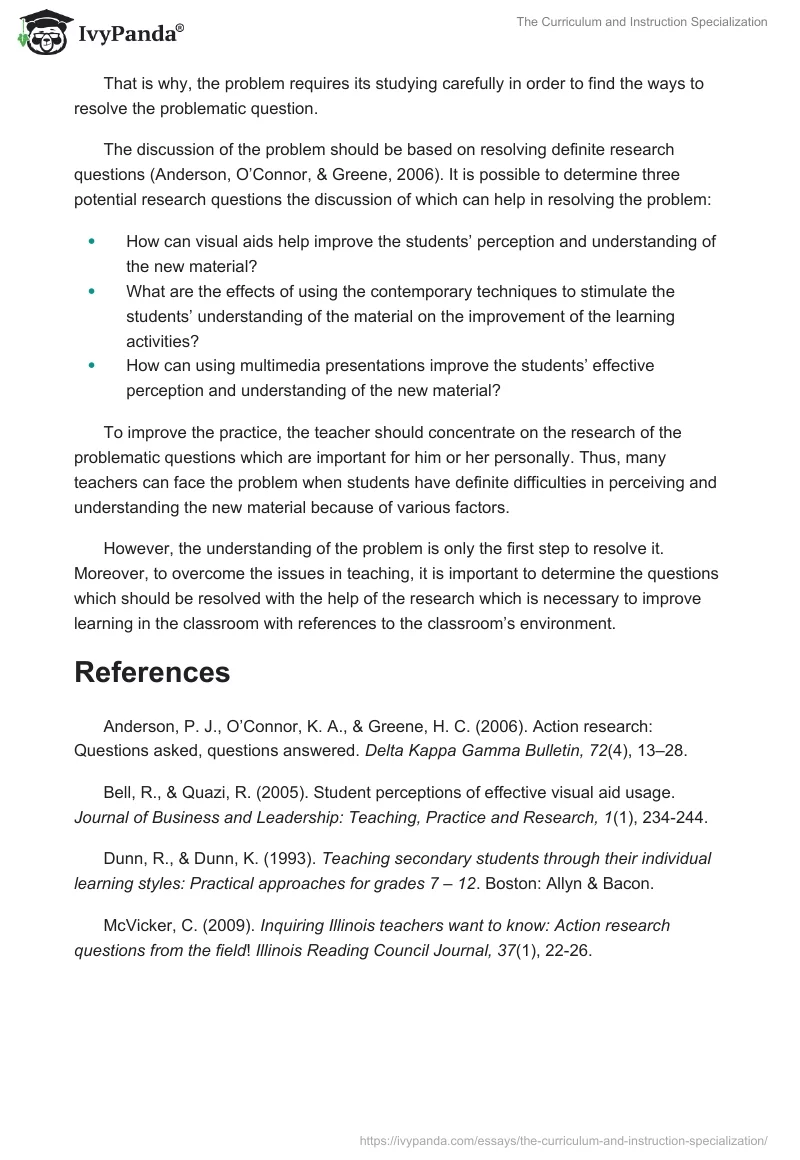 The Curriculum and Instruction Specialization. Page 3
