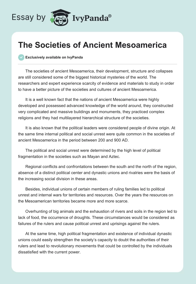 The Societies of Ancient Mesoamerica. Page 1