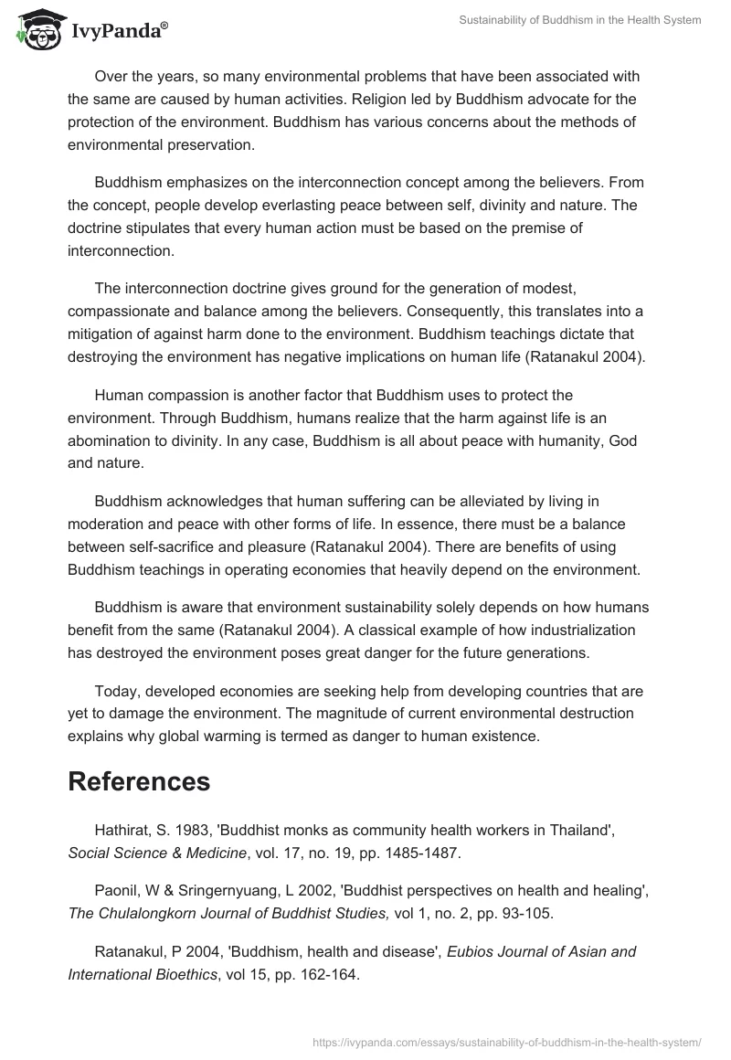 Sustainability of Buddhism in the Health System. Page 2