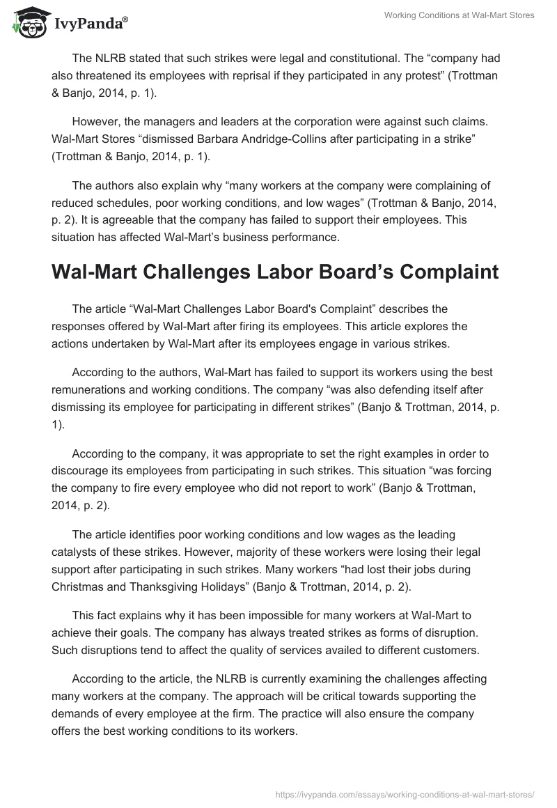Working Conditions at Wal-Mart Stores. Page 2