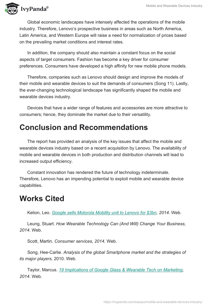 Mobile and Wearable Devices Industry. Page 4