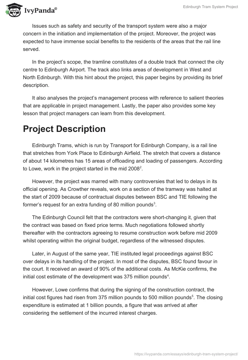 Edinburgh Tram System Project. Page 2