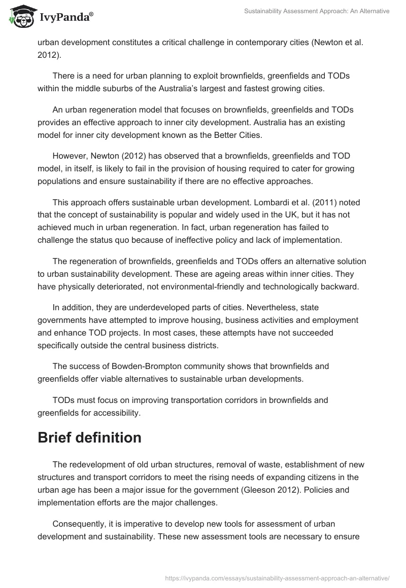 Sustainability Assessment Approach: An Alternative. Page 2