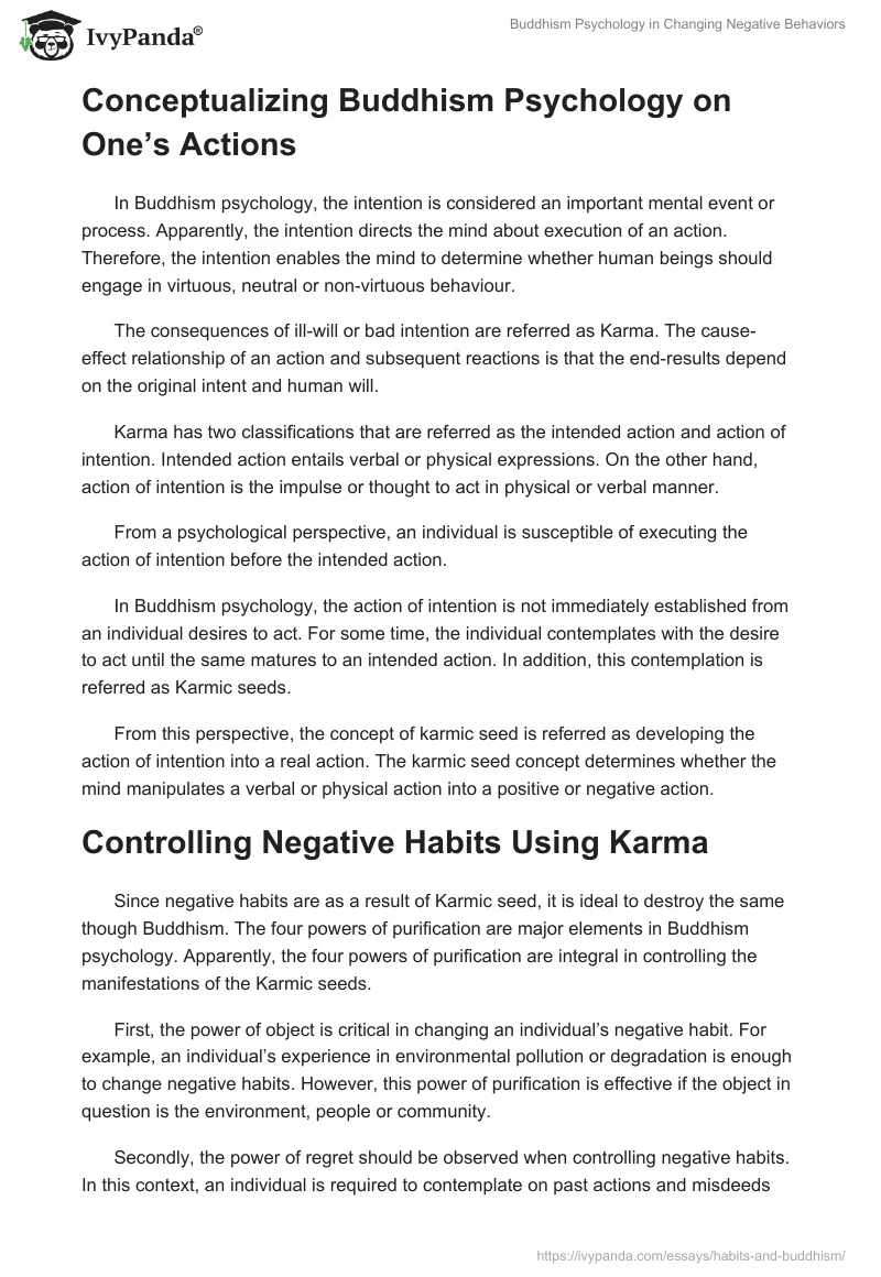 Buddhism Psychology in Changing Negative Behaviors. Page 2