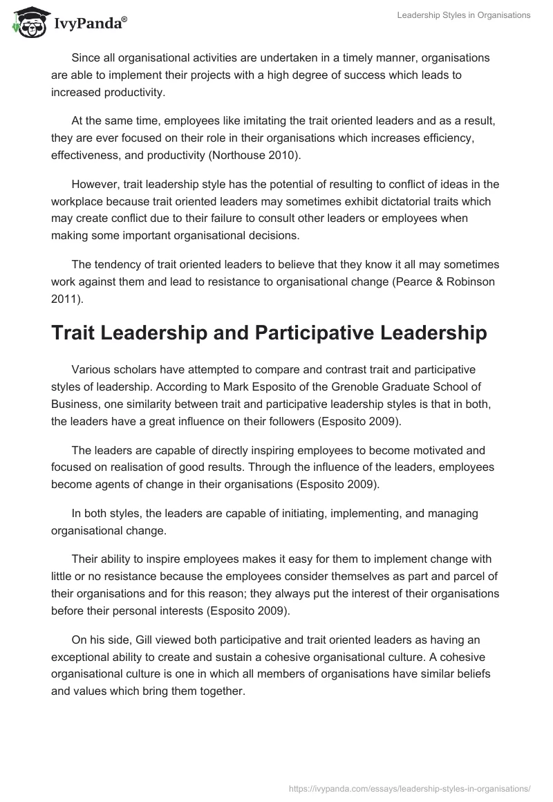 Leadership Styles in Organisations. Page 3