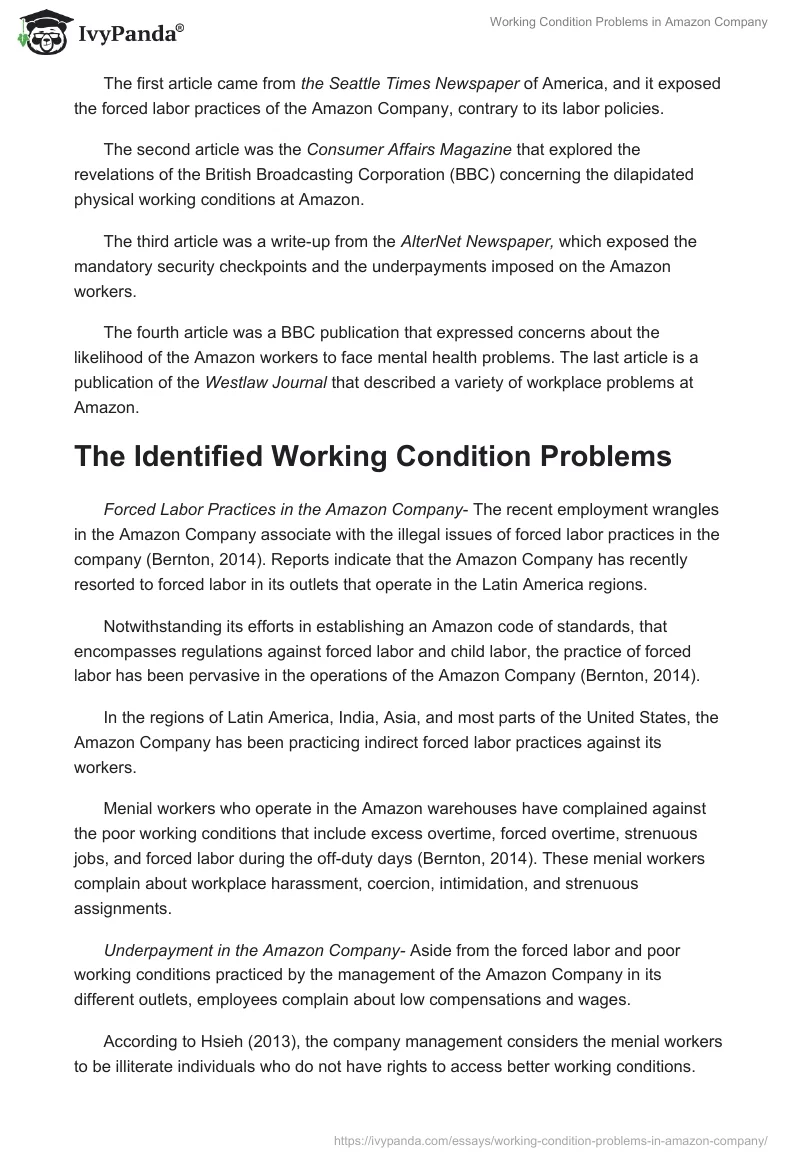 Working Condition Problems in Amazon Company. Page 2