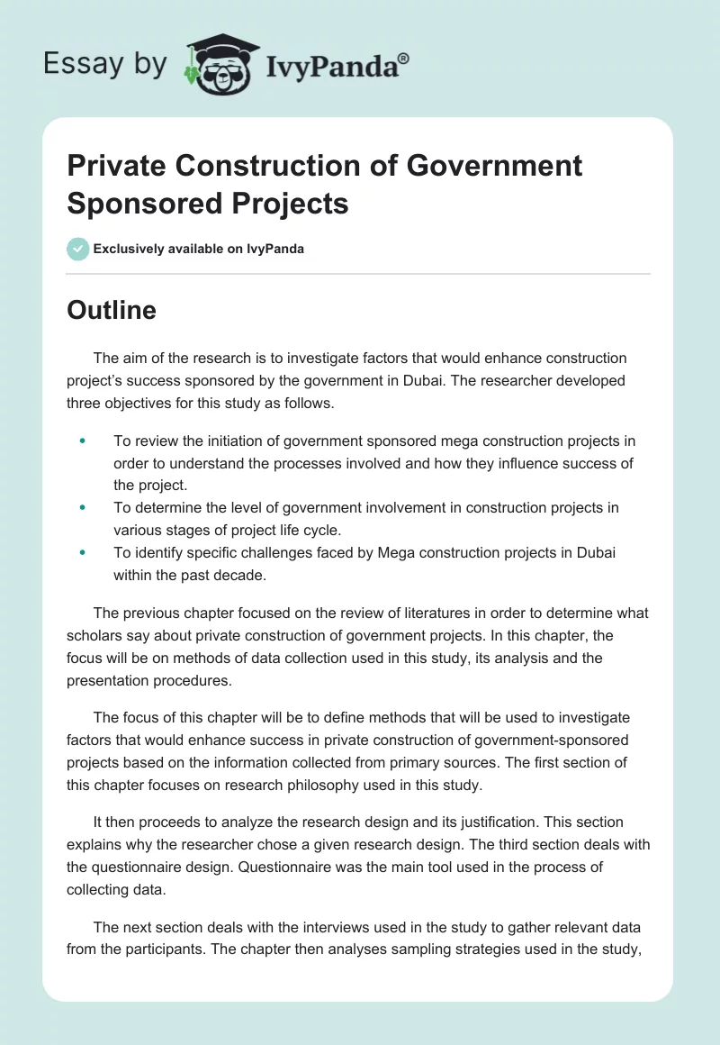 Private Construction of Government Sponsored Projects. Page 1