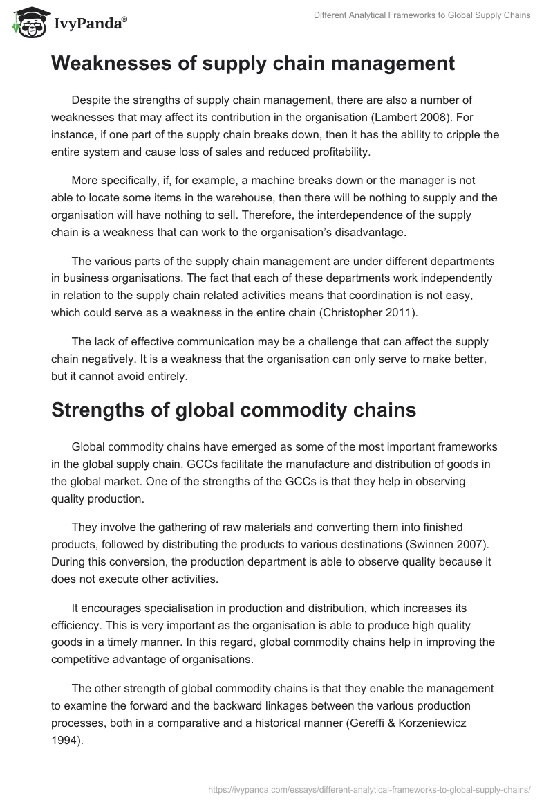 Different Analytical Frameworks to Global Supply Chains. Page 3
