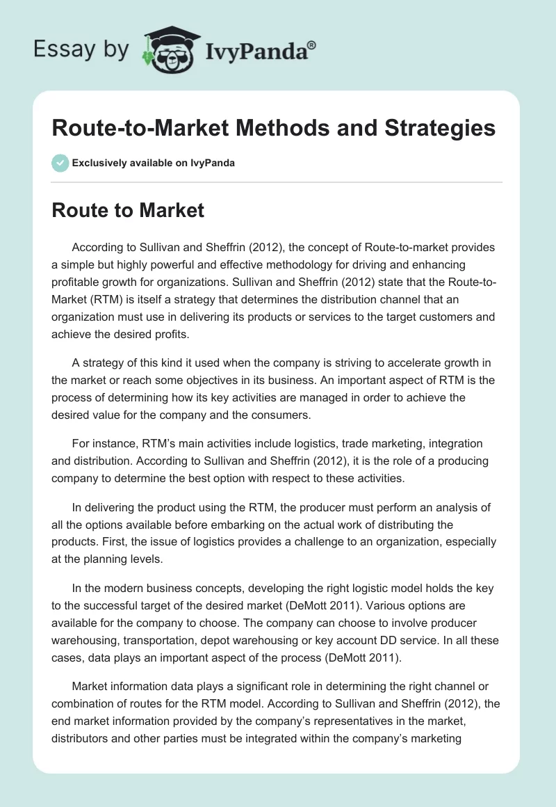 Route-to-Market Methods and Strategies. Page 1