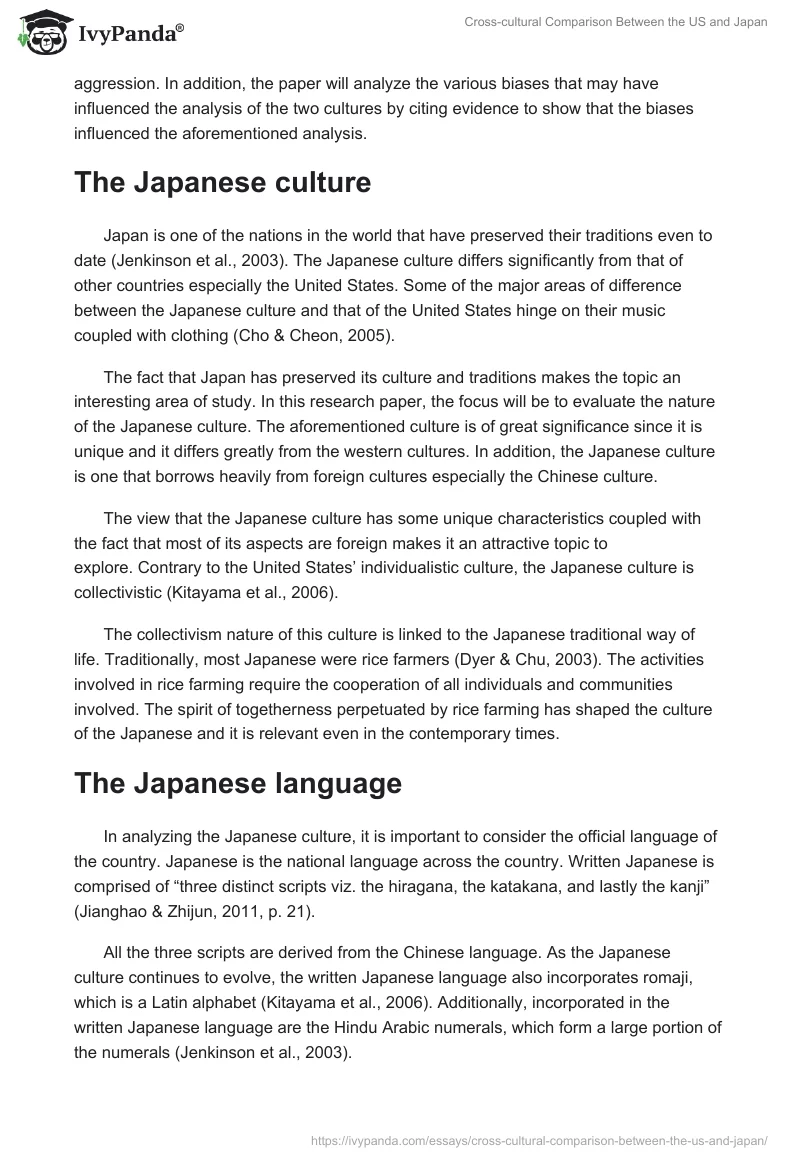 Cross-cultural Comparison Between the US and Japan. Page 2
