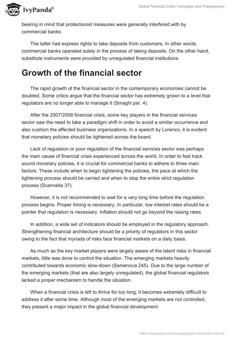 Global Financial Crisis: Corruption and Transparency. Page 2