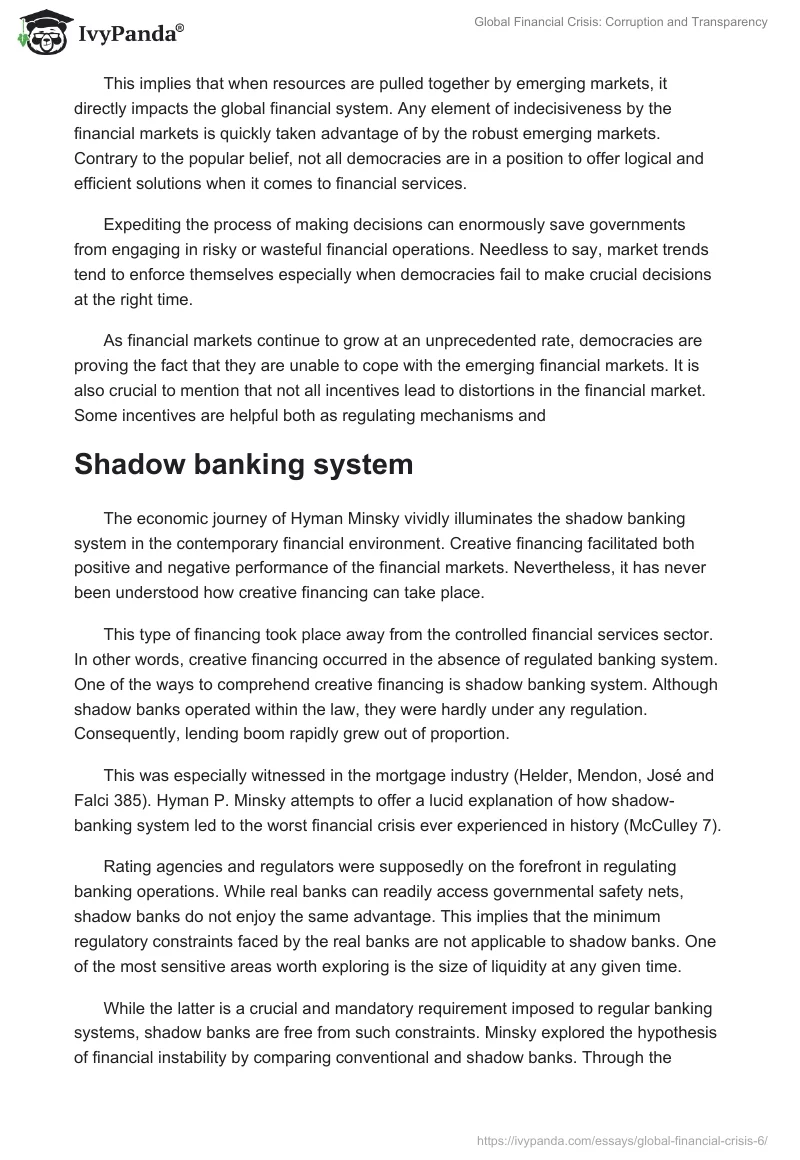 Global Financial Crisis: Corruption and Transparency. Page 3