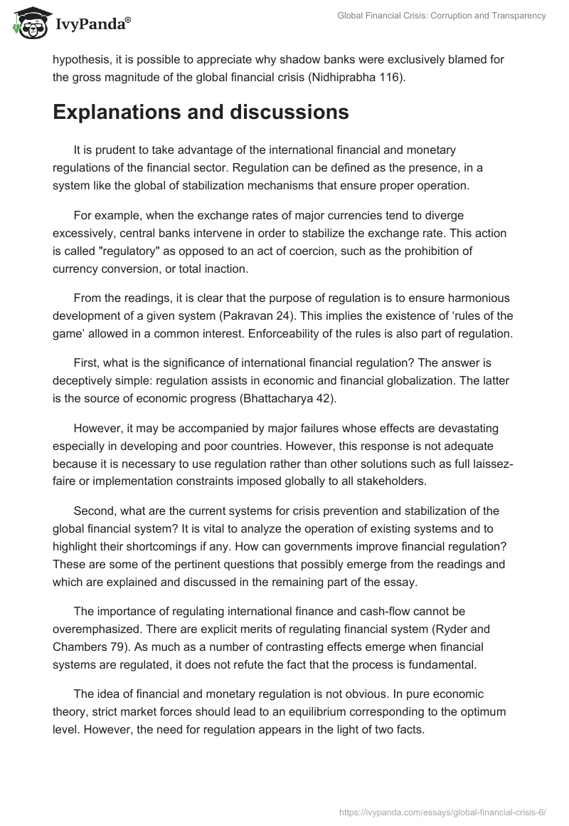 Global Financial Crisis: Corruption and Transparency. Page 4