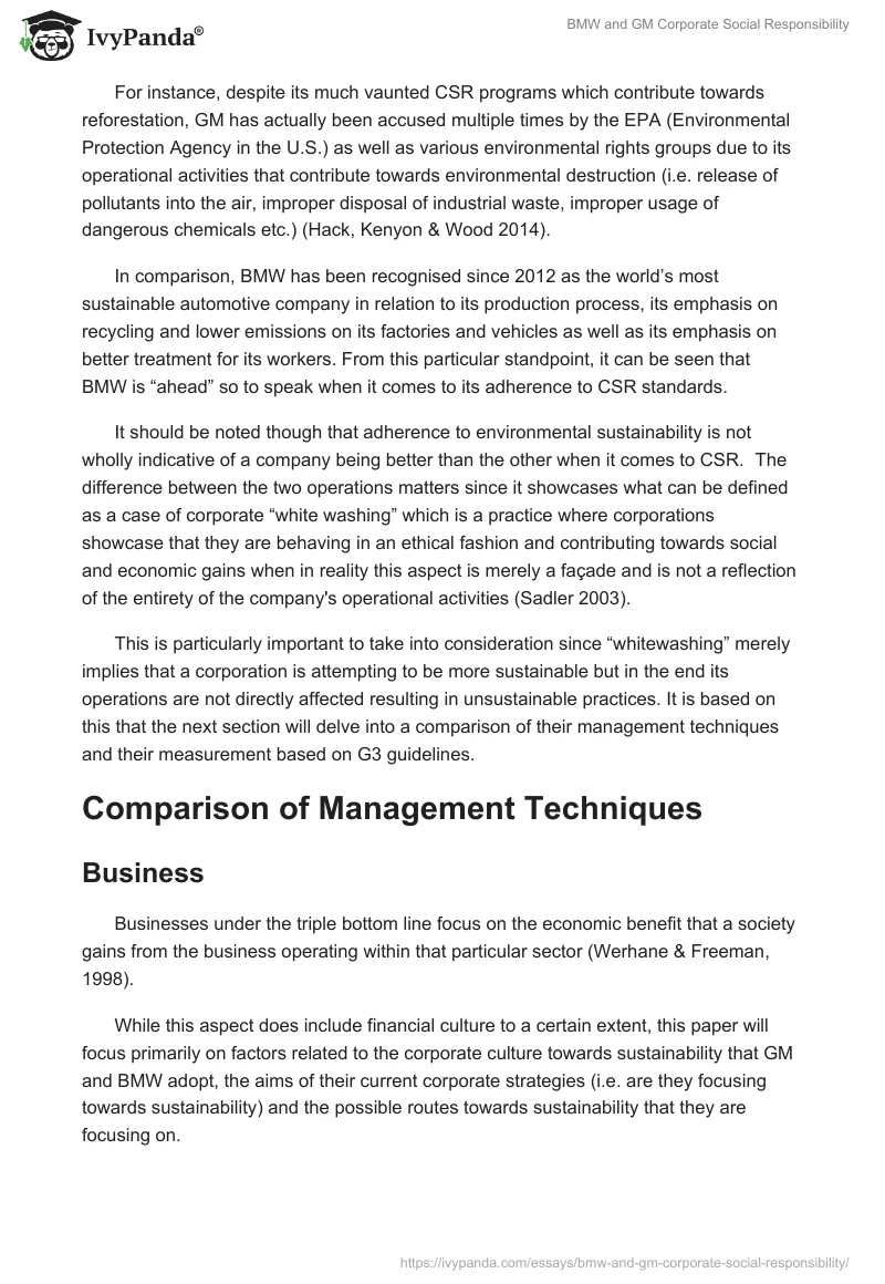BMW and GM Corporate Social Responsibility. Page 4