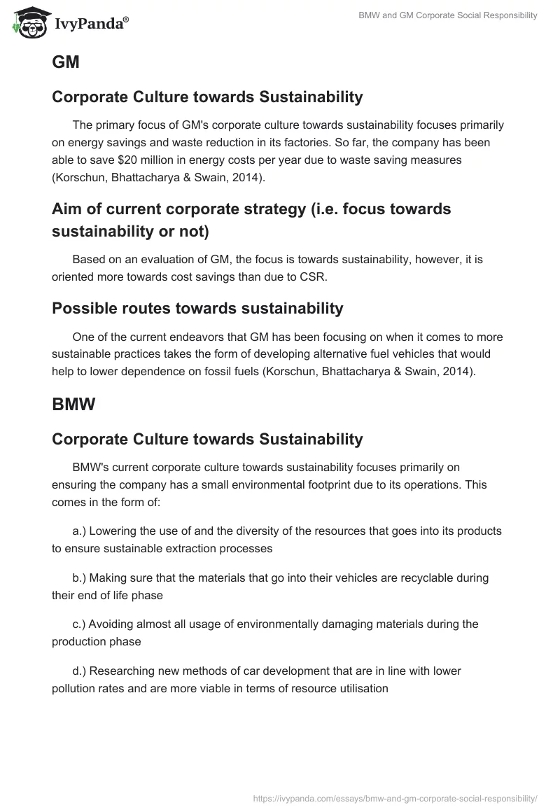 BMW and GM Corporate Social Responsibility. Page 5