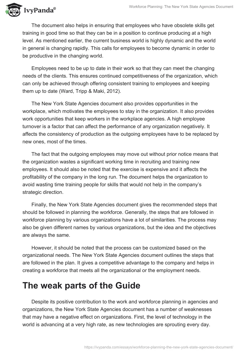 Workforce Planning: The New York State Agencies Document. Page 3