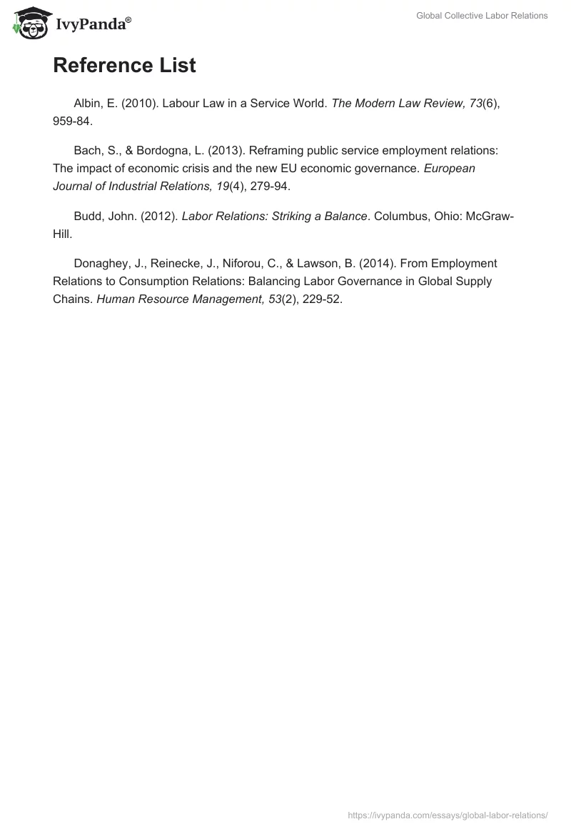 Global Collective Labor Relations. Page 4
