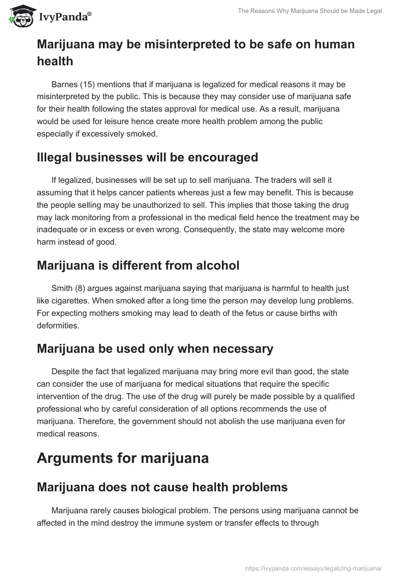 The Reasons Why Marijuana Should be Made Legal. Page 3