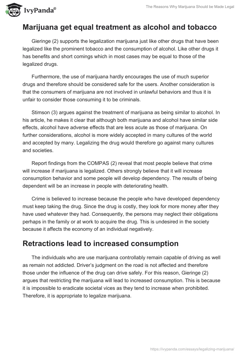 The Reasons Why Marijuana Should be Made Legal. Page 5