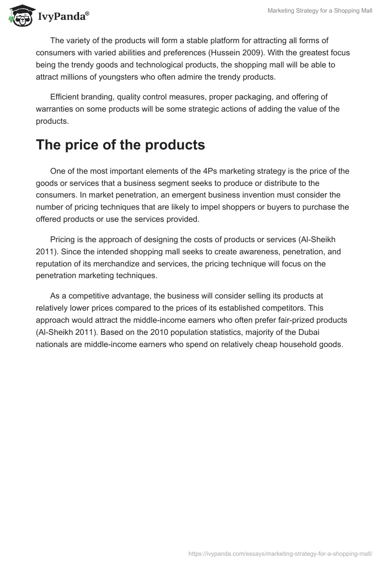 Marketing Strategy for a Shopping Mall. Page 3