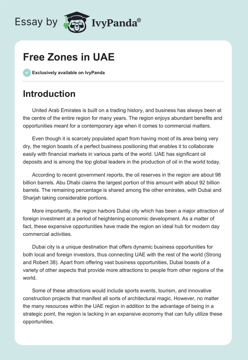 Free Zones in UAE. Page 1