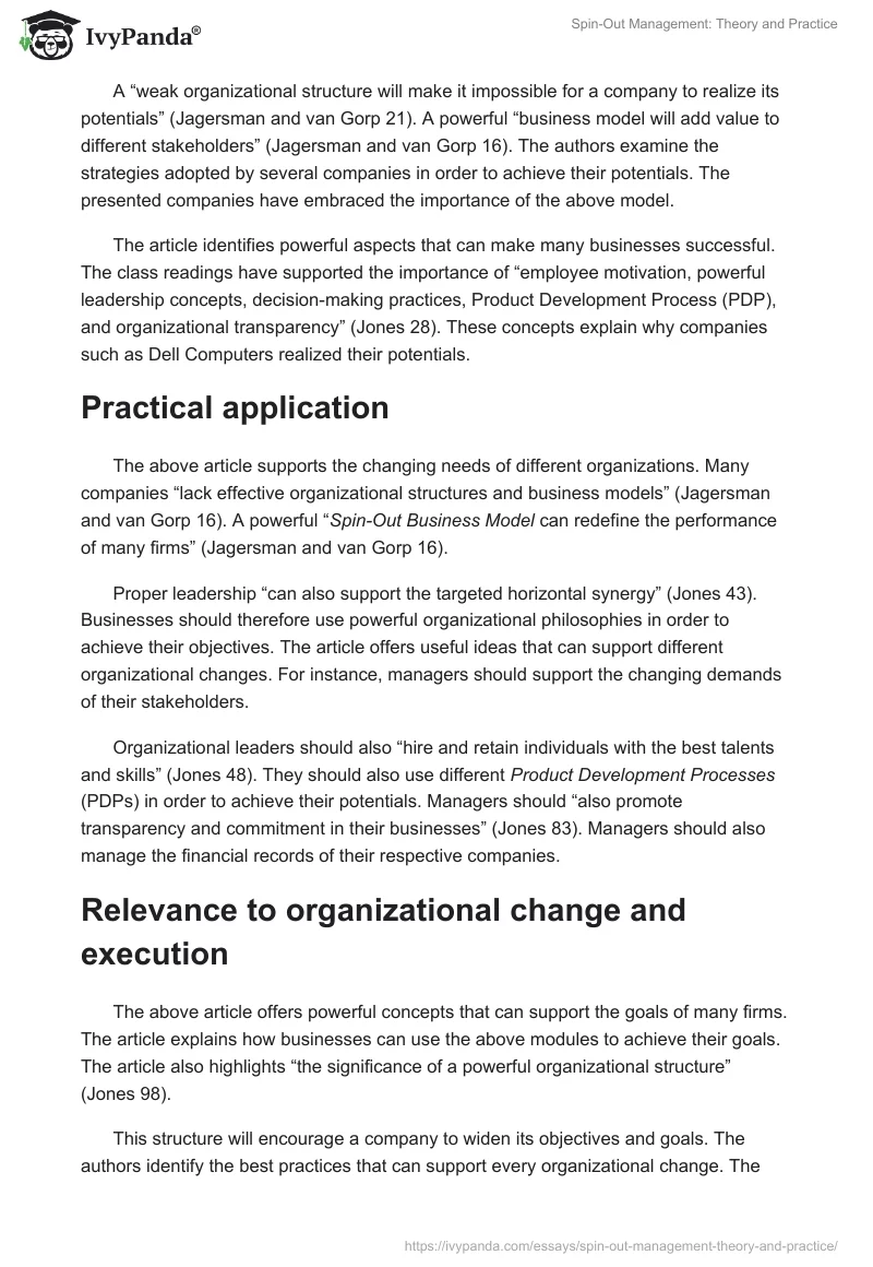 Spin-Out Management: Theory and Practice. Page 2