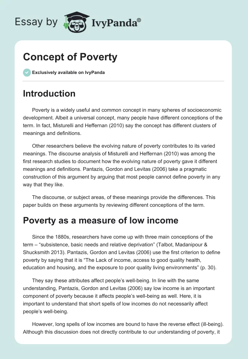 Concept of Poverty. Page 1