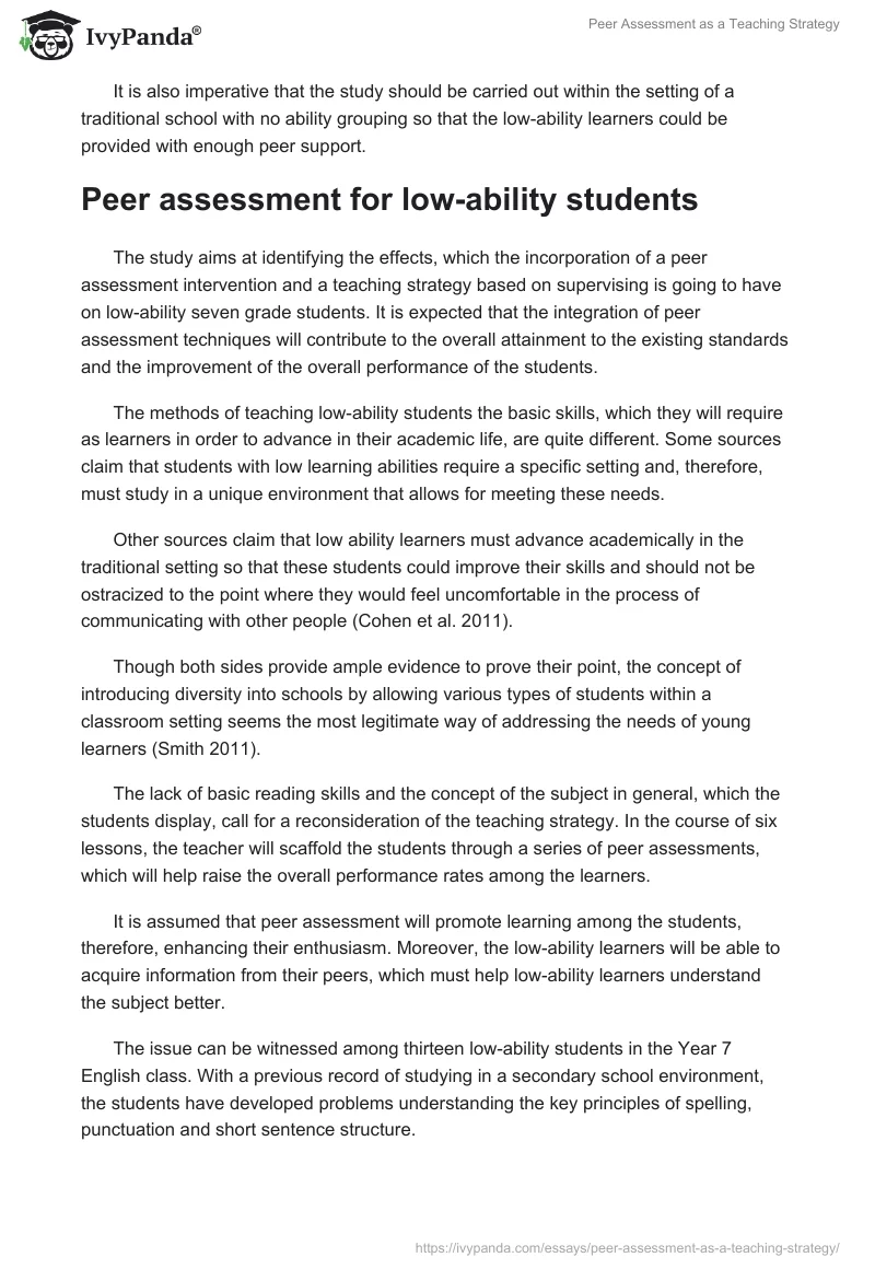 Peer Assessment as a Teaching Strategy. Page 2