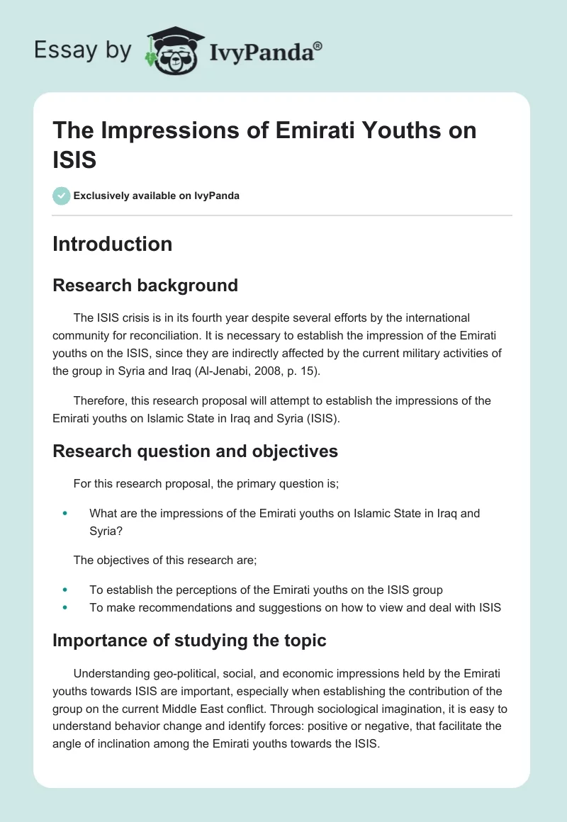 The Impressions of Emirati Youths on ISIS. Page 1
