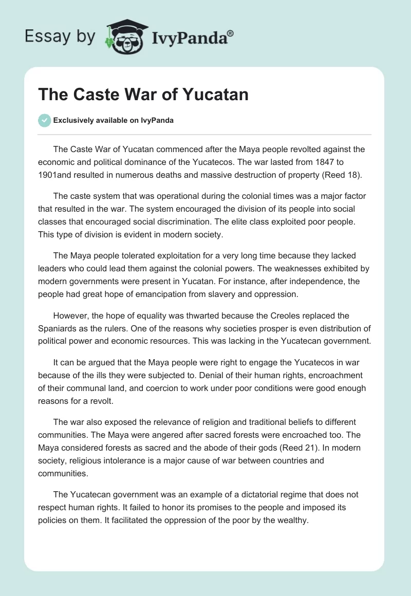 The Caste War of Yucatan. Page 1