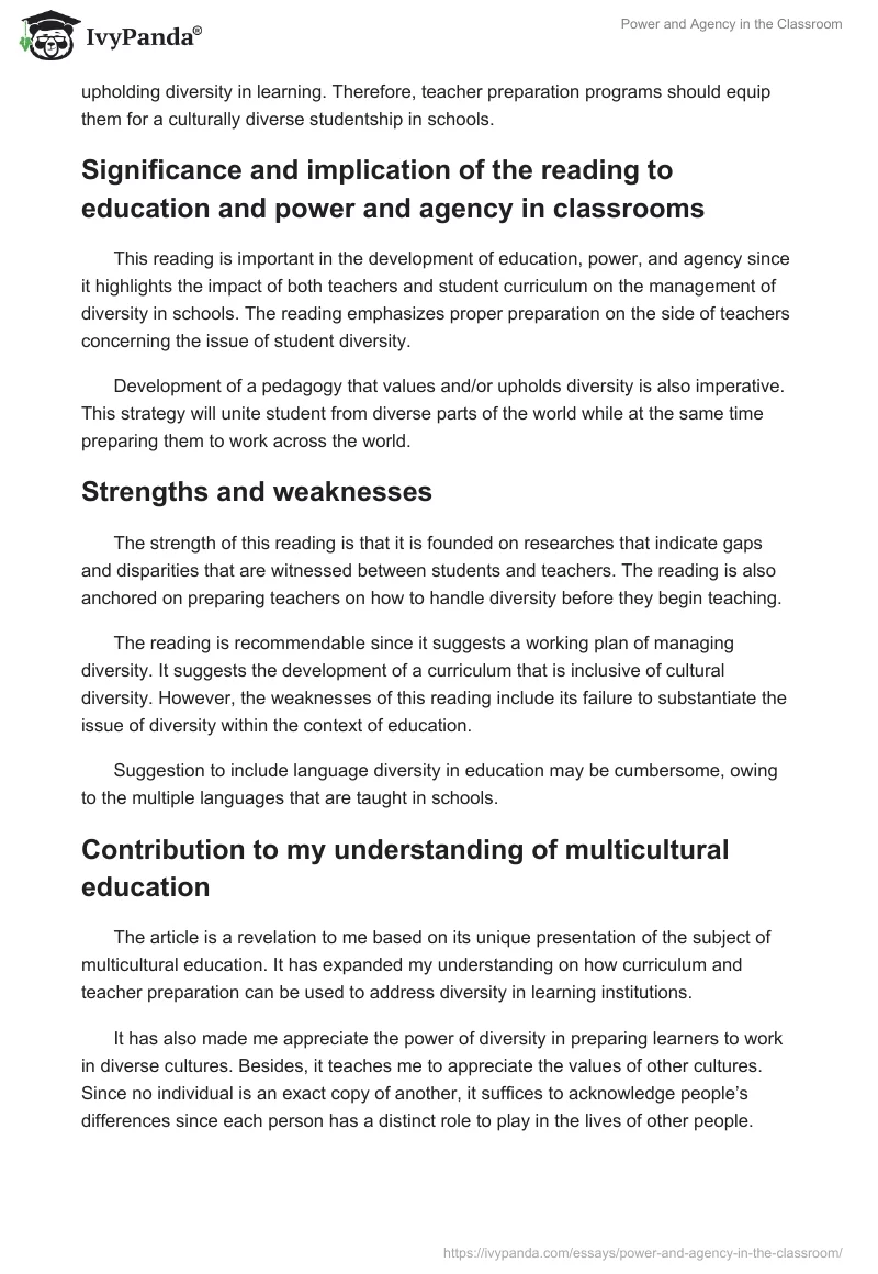 Power and Agency in the Classroom. Page 3