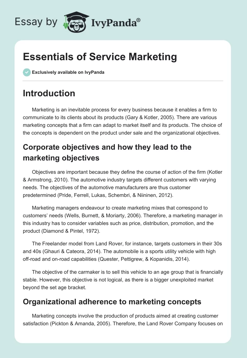 Essentials of Service Marketing. Page 1
