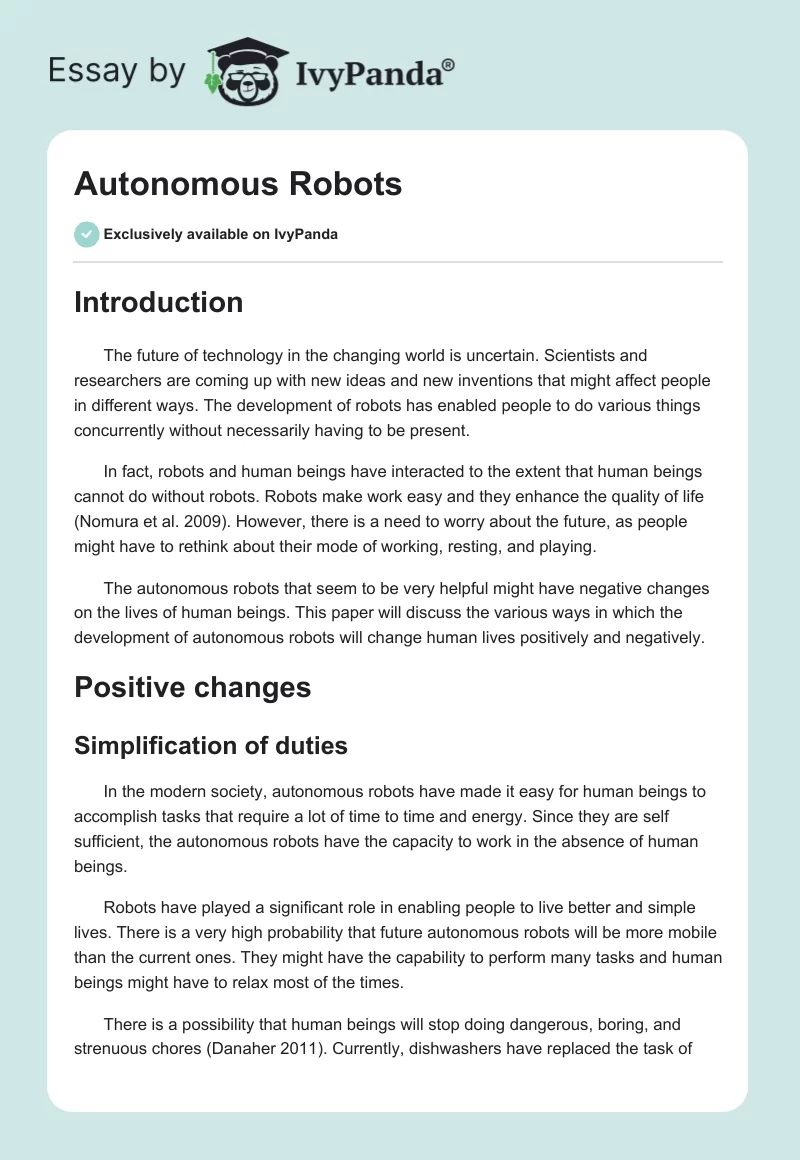 Autonomous Robots. Page 1