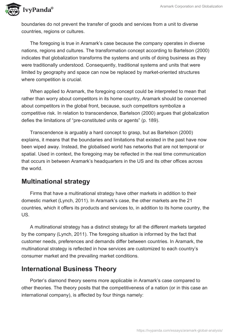 Aramark Corporation and Globalization. Page 2