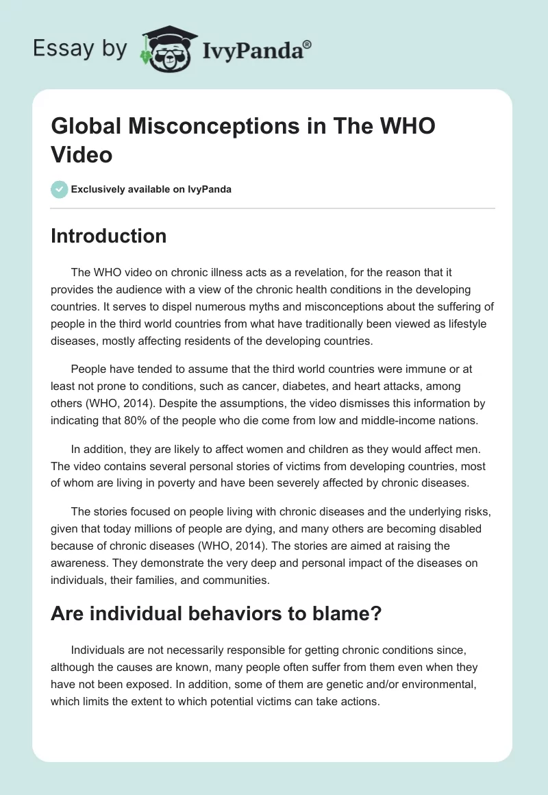 Global Misconceptions in The WHO Video. Page 1