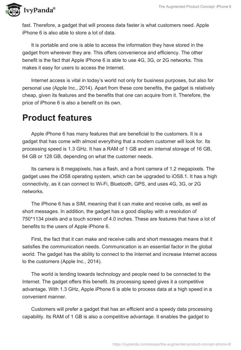 The Augmented Product Concept: iPhone 6. Page 2