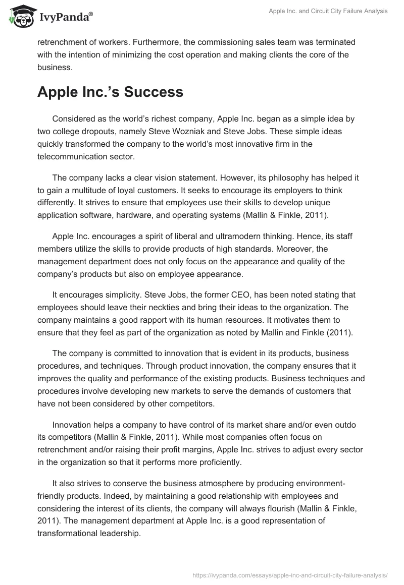 Apple Inc. and Circuit City Failure Analysis. Page 3