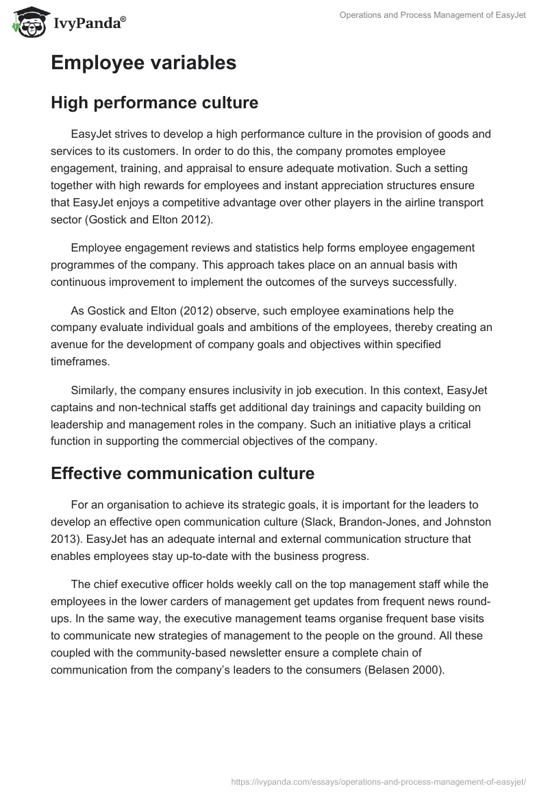 Operations and Process Management of EasyJet. Page 3