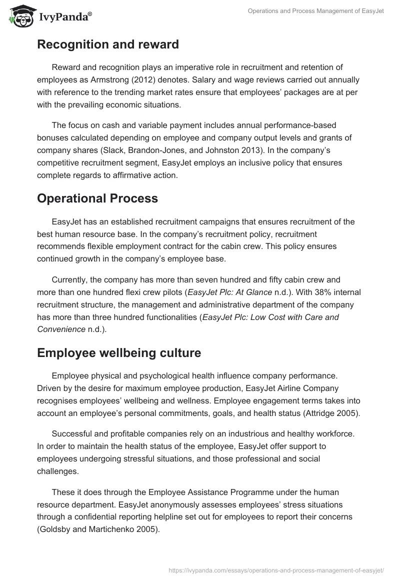 Operations and Process Management of EasyJet. Page 4