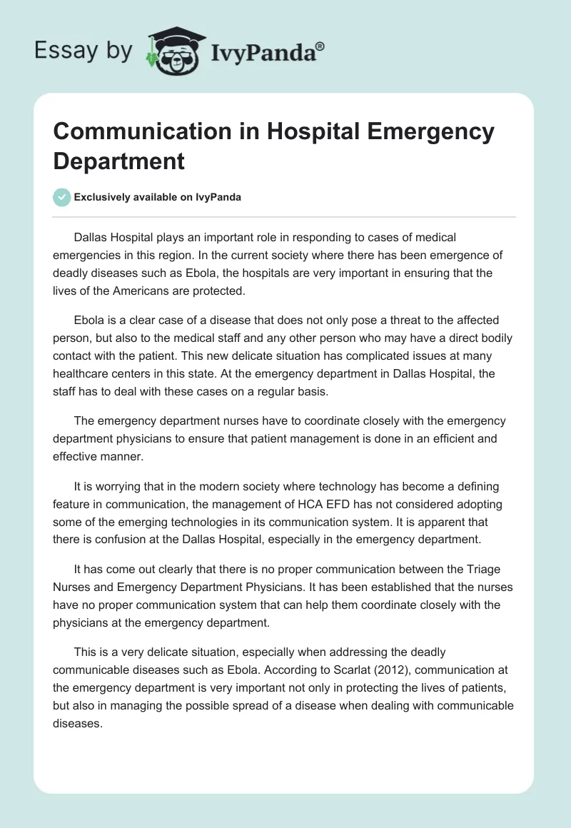Communication in Hospital Emergency Department. Page 1