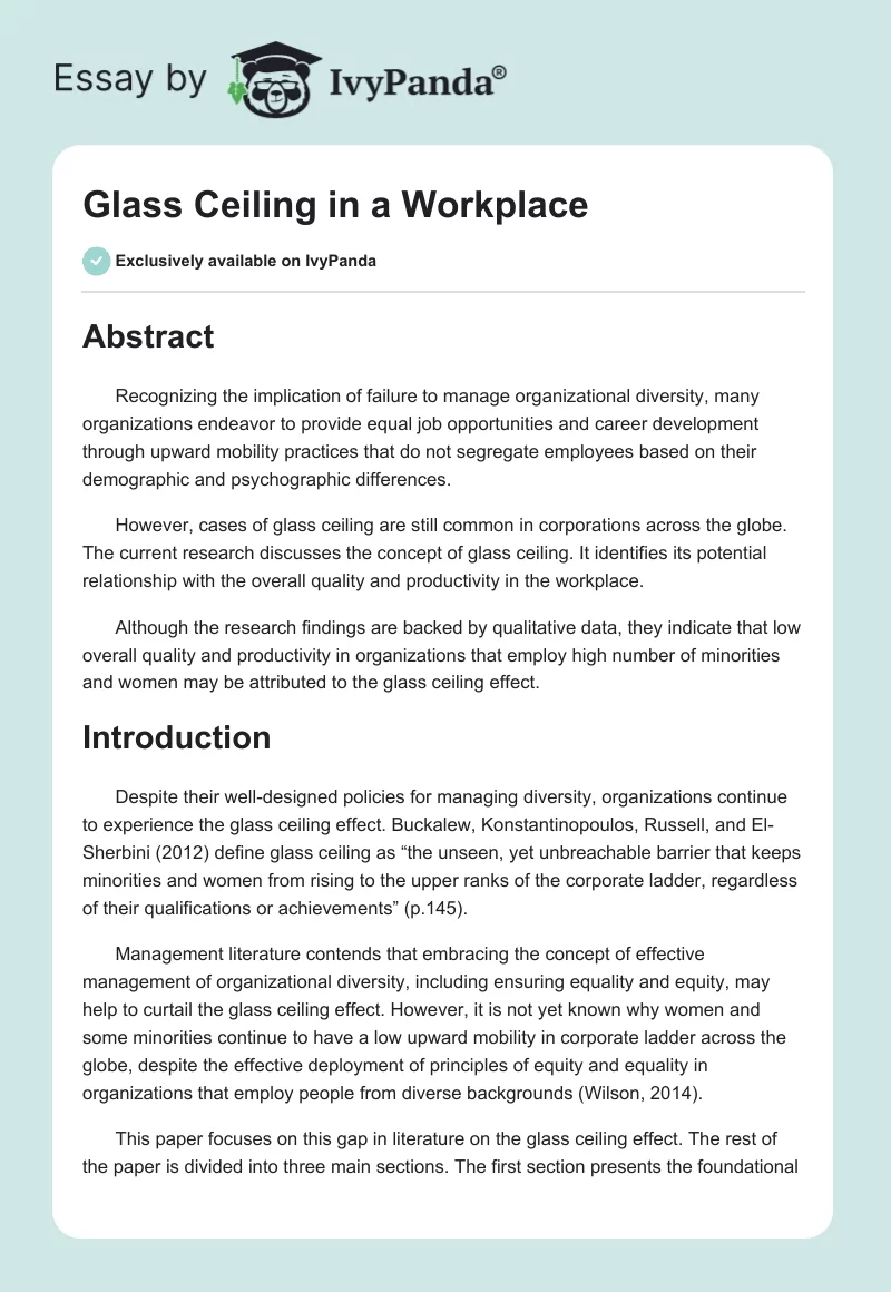Glass Ceiling in a Workplace. Page 1