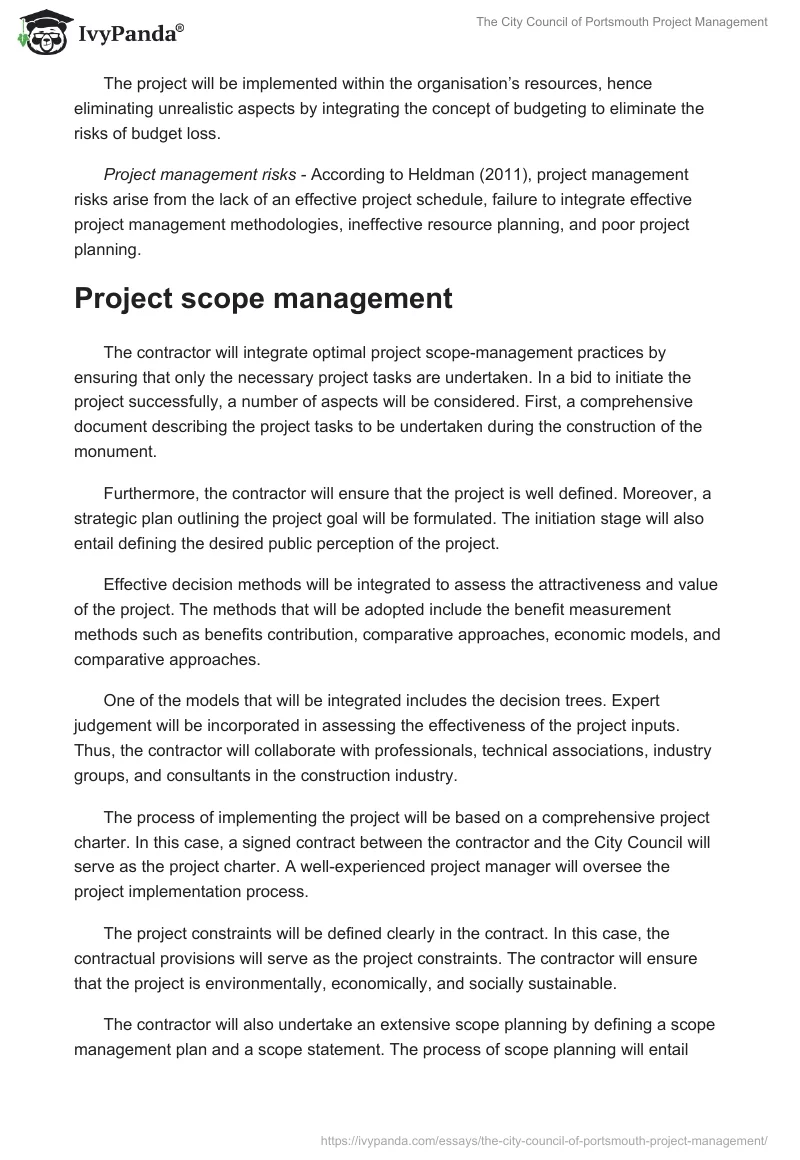 The City Council of Portsmouth Project Management. Page 3