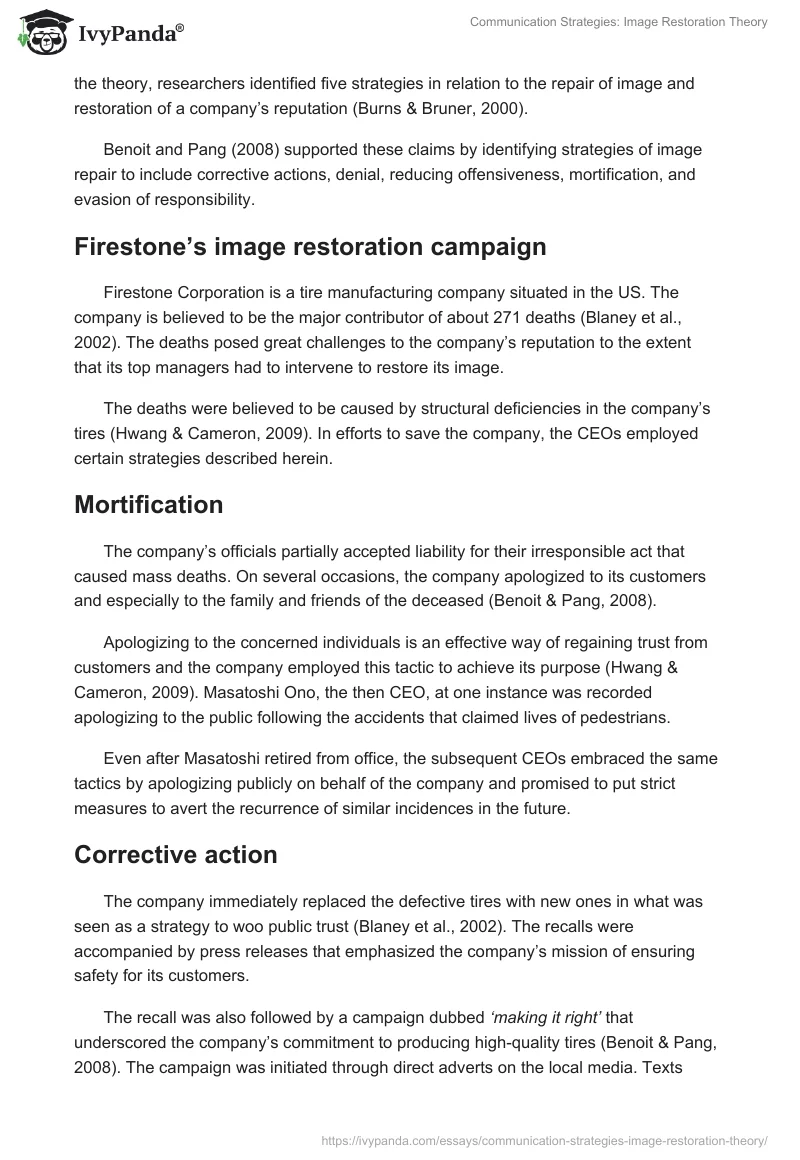 Communication Strategies: Image Restoration Theory. Page 5