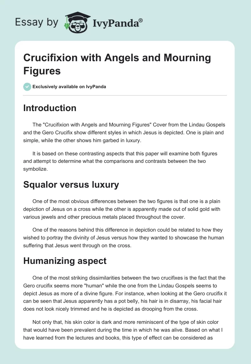 "Crucifixion with Angels and Mourning Figures". Page 1